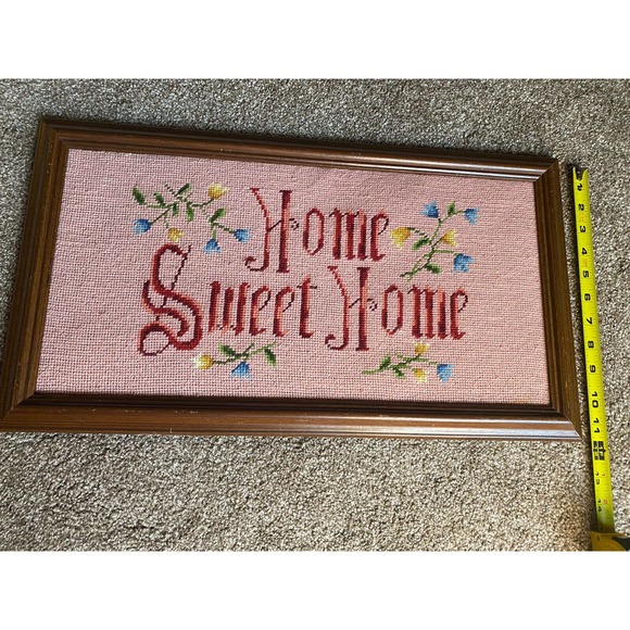 Handmade | Art | Vintage Needlepoint Home Sweet Home 2 X 0 Inches Wood ...